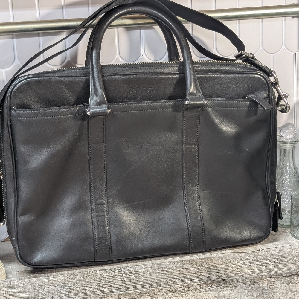Coach Black Leather Men's Bag